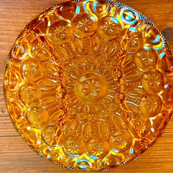 LE Smith Moon and Stars Amber Glass Divided VTG 1960s MCM Relish Candy Dish EUC - Picture 5 of 10